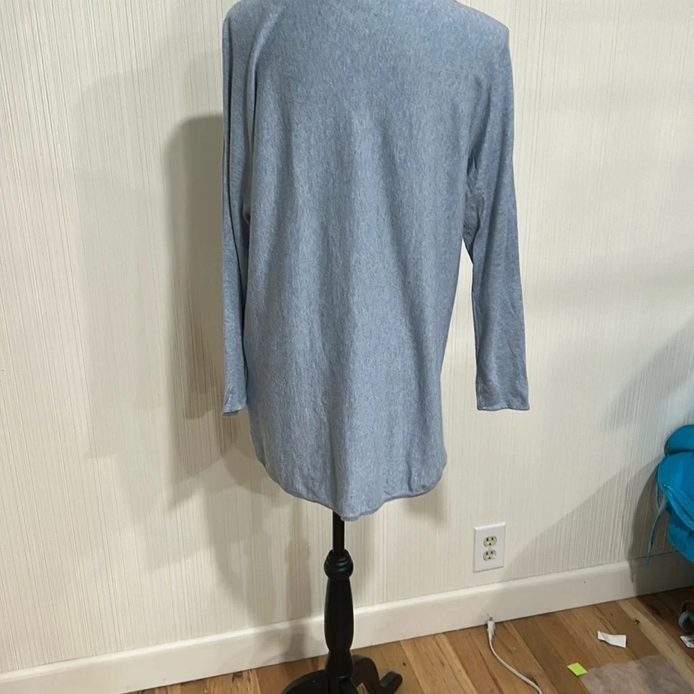 Michael Kors Heather Gray Blue Long Sleeve Sweater Cotton Blend